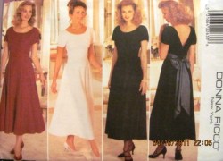 4258 EZ LINED LONG TIE FLARE CAP SLV DRESS PATTERN 6-10,18-22